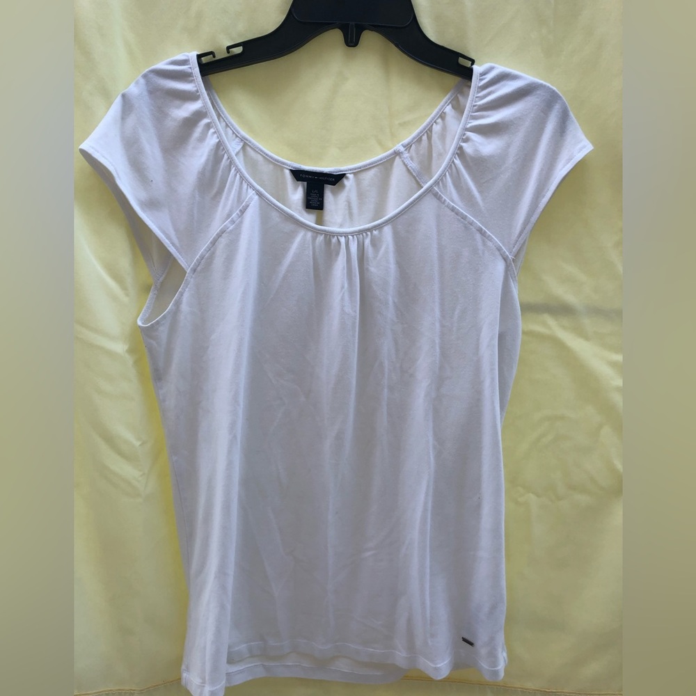 Large Tommy Hilfiger White Cap Sleeve Tee